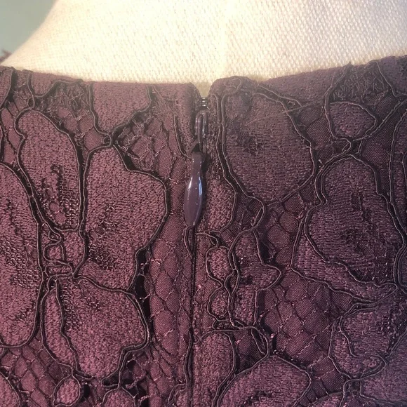 Plum A-line Cotton Blend Lace Midi Dress Ann Taylor - Picture 9 of 15